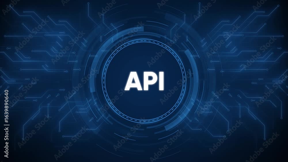 Aufkleber abstract animated api concept depicting technological communication and connectivity