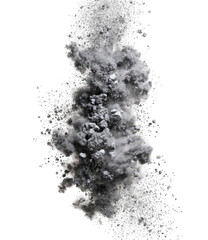 Abstract grayscale powder explosion, textured cloud form