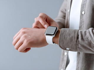 man holding a smartwatch close-up