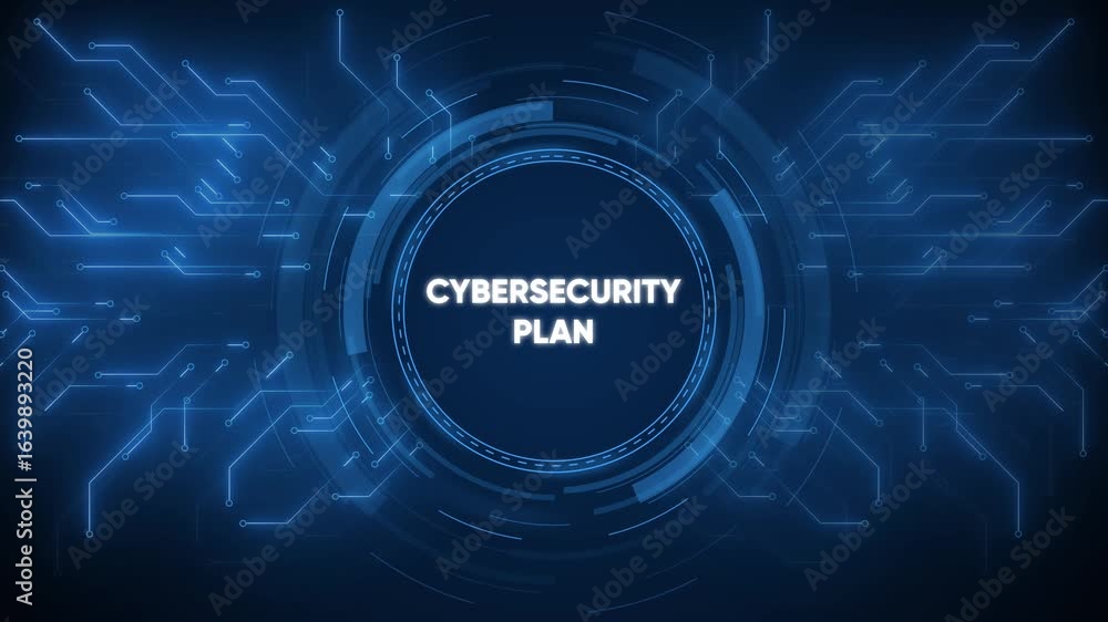 Aufkleber digital cybersecurity plan displayed with circuitry and technology graphics