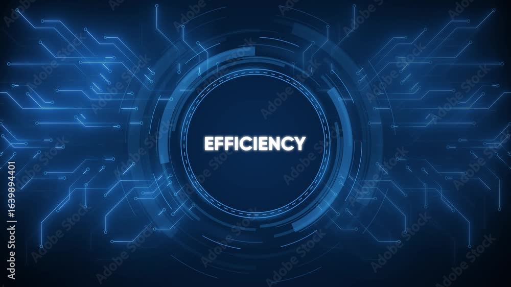 Poster technological efficiency conceptualized within dynamic blue circuit board connections