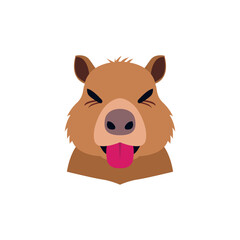 Capybara With Tongue Out And Eyes Closed funny sticker meme head cute animal 