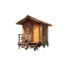 wooden house isolated on white