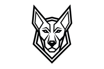 Fototapeta premium Geometric Dog Head in Black Outline on White Background Minimalist Design