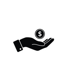 Hand holding a coin with a dollar sign for financial transactions