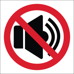 No sound or noise prohibition sign icon