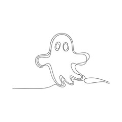 Obraz premium Simple outline drawing of a friendly ghost floating with arms outstretched