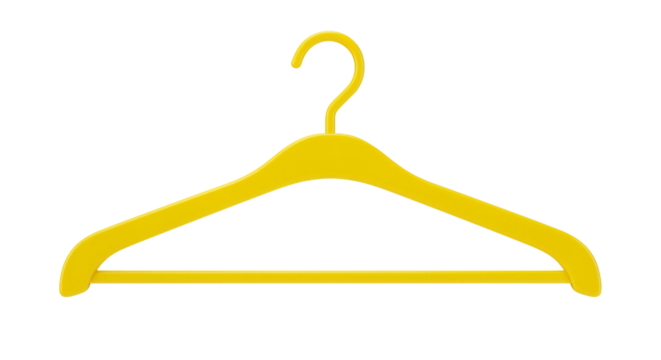 yellow clothes hanger png isolated on transparent background