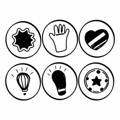 Obraz premium Collection of hand drawn icons isolated on white background featuring various symbols and shapes