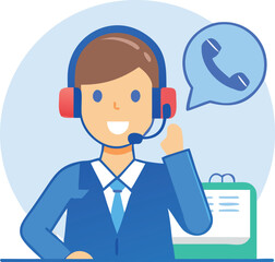 Headset Closeup Flat Icon – Technical Support Communication Vector