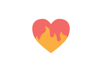 Heart on fire flame love passion emoji symbol sign icon vector illustration isolated flat