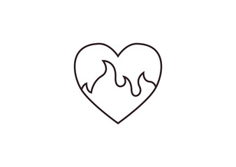 Heart on fire flame love passion emoji symbol sign icon vector illustration isolated flat