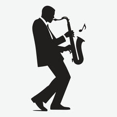 Naklejka premium silhouette jazz musician movements vector illustration.