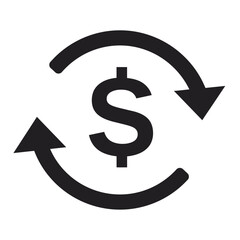 Dollar sign with circular arrows indicating exchange or transaction