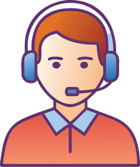 Flat Design Technical Support Illustration – Male Call Center Agent with Headset