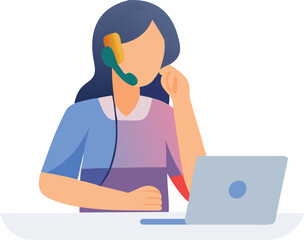 Customer Service Flat Vector – Female Help Desk Operator in Office
