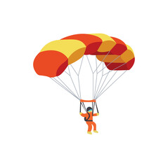 Parachute person sports ram-air skydiving emoji symbol sign icon vector illustration isolated flat