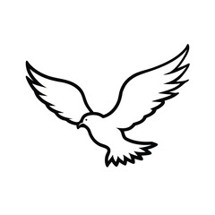 Obraz premium eagle outline silhouette flying wings wide flight with wide spread wings