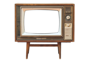 Vintage wooden TV with blank screen