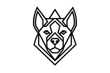 Geometric Husky Head with Bold Black Outline on White Background Design Element