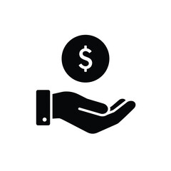 Hand holding a dollar coin icon representing financial assistance or payment