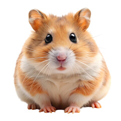 Syrian hamster with orange and white fur on a black background on transparent background