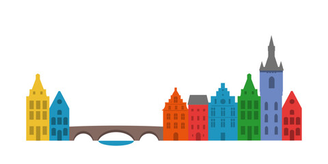 Belgium. Architecture of Belgium. Vector illustration