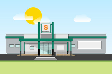 supermarket. supermarket building. vector illustration