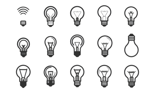 Collection of various lightbulb silhouettes