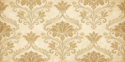 Elegant Golden Floral Damask Pattern, Vintage, Wallpaper