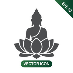 Buddha seated on lotus flower silhouette