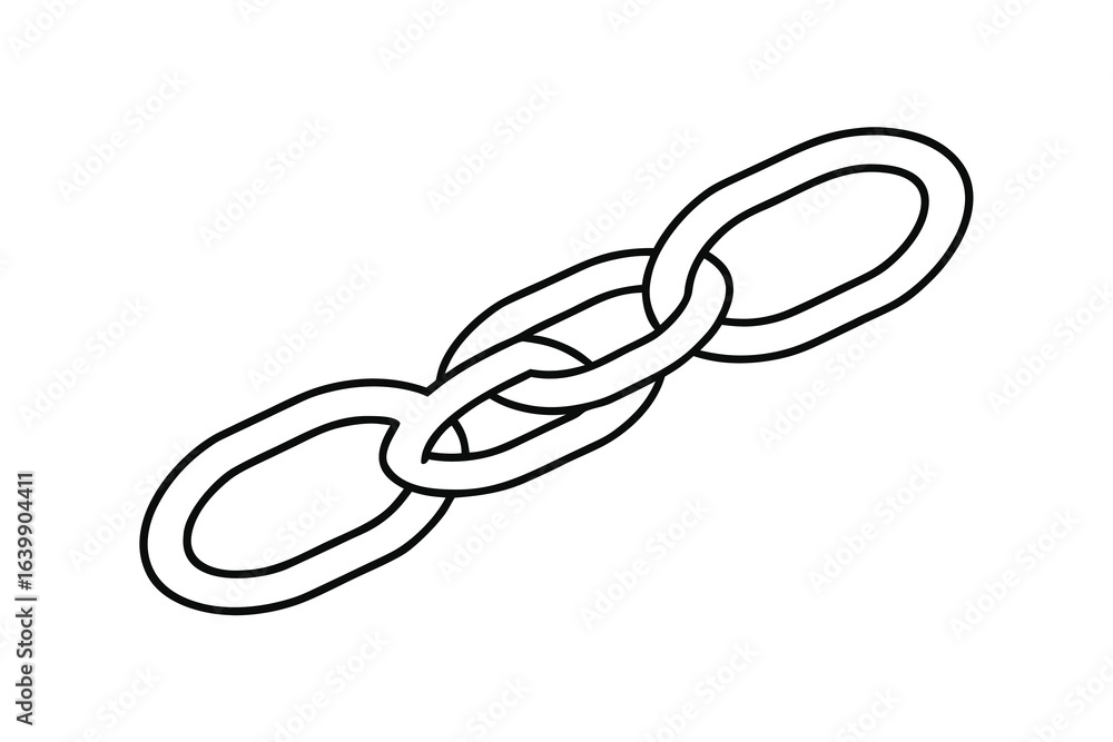 Poster continuous line drawing interconnected chain links connection security