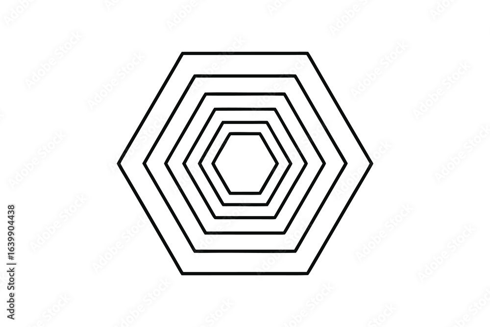 Aufkleber concentric hexagonal shapes forming a tunnel effect geometric pattern