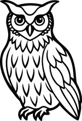 Tawny fish owl cute cartoon vector illustration isolated on white background, Cute tawny fish owl cartoon, Tawny fish owl vector art, Asian fish owl illustration

