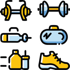 Obraz premium Fitness and Gym Icon Set – Minimalist Flat Vector Illustrations