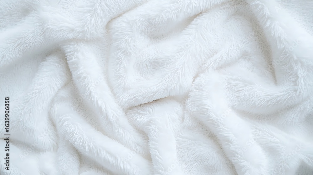 Poster a close-up view of soft, white, textured fabric with a fuzzy appearance, showcasing its plush and in