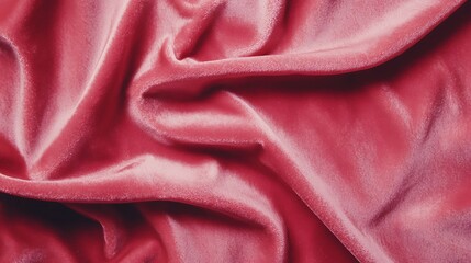 A rich, textured red fabric drapes elegantly, showcasing its smooth surface and vibrant color, perfect for textiles and fashion design.