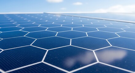 Close-Up of Innovative Solar Panel Technology Showcasing Hexagonal Design with Glimmering Sunlight, Ideal for Renewable Energy, Sustainable Living, and Modern Home Applications - Clean Energy