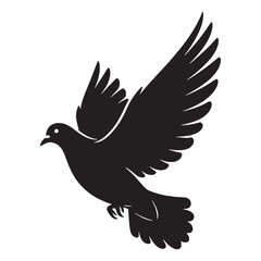 Sleek Dove Silhouette – Dove Vector Graphic for Refined Decorative Uses – Dove Illustration – Bird Silhouette – Silhouette of Dove

