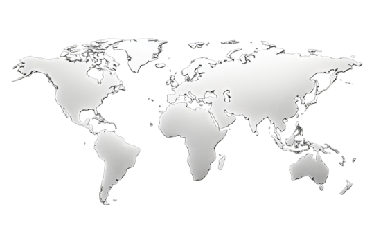 Silver world map, high-detail continents, and subtle shading