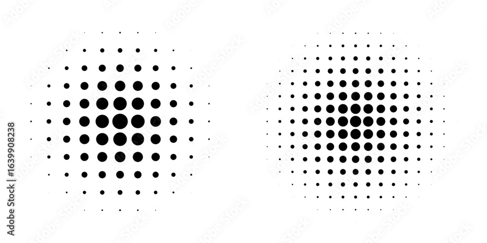 Poster set of black halftone dots backgrounds. vector modern dots halftone,pop art comic style gradient cir