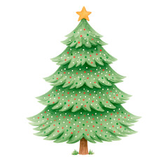 Fototapeta premium Watercolor Christmas Tree – Festive Holiday Decoration
