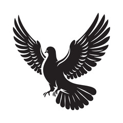 Graceful Dove Silhouette – Dove Vector Artwork with Clean Monochrome Lines – Black Vector of Dove

