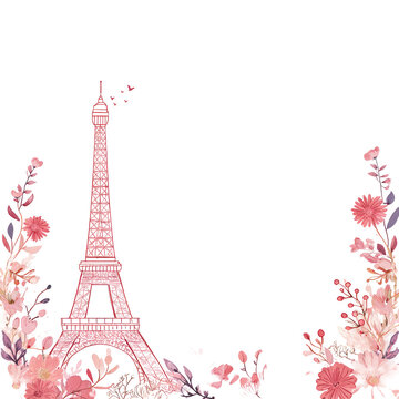 Parisian Tower framed by floral border