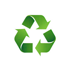 Obraz premium A vibrant green recycling symbol. A circular, three-arrowed motif, representing environmental responsibility. Bold, smooth curved arrows form a continuous loop. The image is easily recognizable