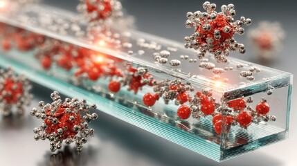Minimalist design showing magnetic separation of polymer films with FeO nanoparticles