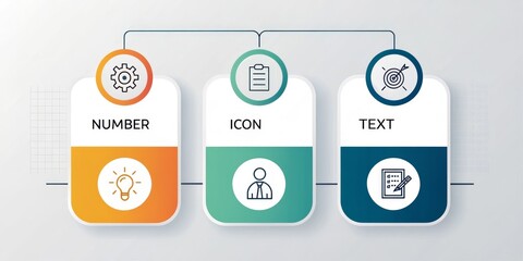 Infographic Chart with Icons Number, Icon, Text - Business Process, Flowchart , Diagram
