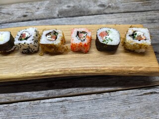 View of sushi on table top view from high angle