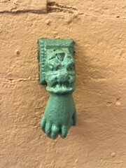 knocker or rapper - a green head of a dragon