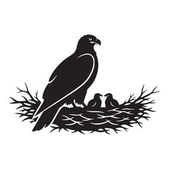 Clean Line Eagle Silhouette – Eagle Vector File for Minimalist Graphic Work – Black Vector of Eagle

